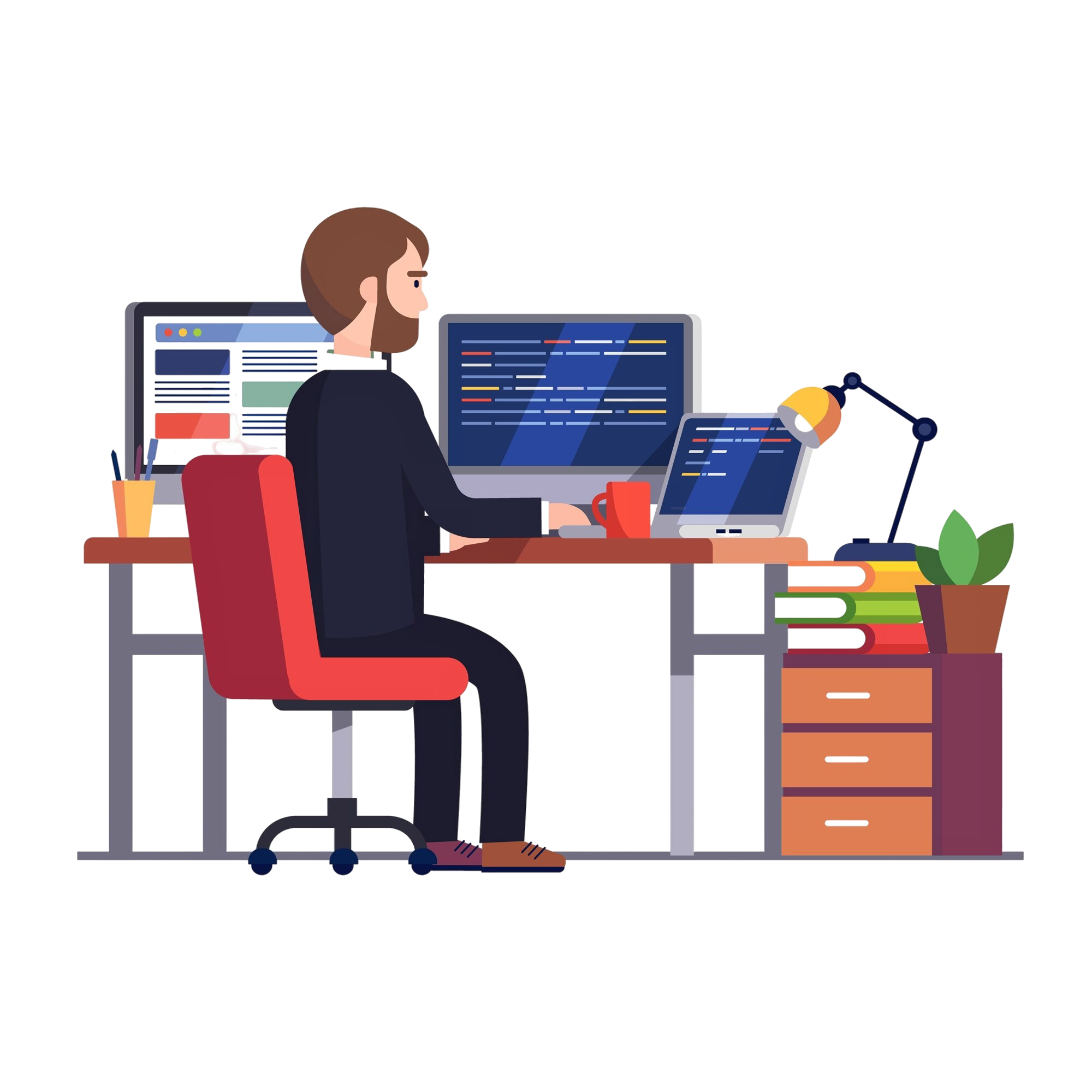 Engineer stage illustration showing system design